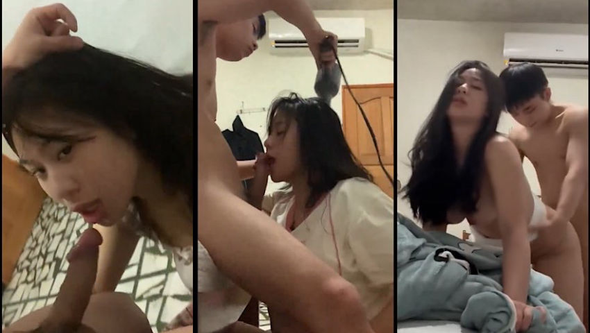 Ngọc Thư 2k6 vừa sấy tóc vừa bắt người yêu đưa cu cho bú xuất đầy mặt doggy rên la khẩu dâm nát cả phòng