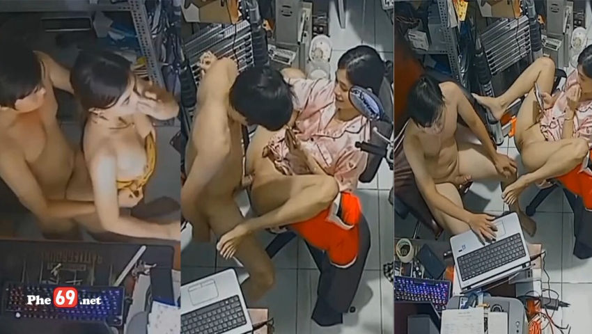 Hack cam 2 vợ chồng tranh thủ chịch nhau tại bàn làm việc của chồng