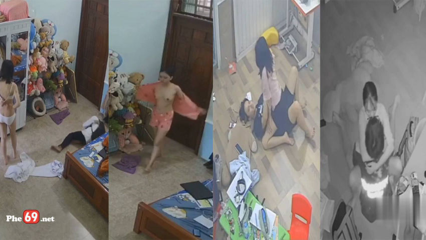 Hack Camera Hai chị em nhà này vờn địt nhau khi bố mẹ đi vắng (Full Ngày và Đêm)